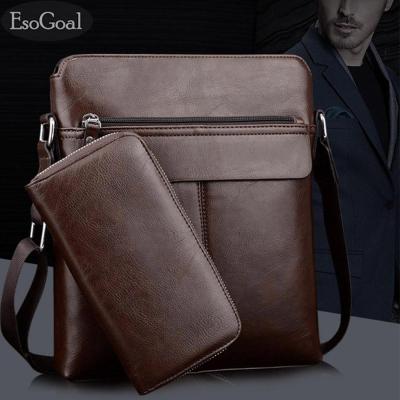 EsoGoal กระเป๋าส่งเอกสารผู้ชายกระเป๋าเอกสารหนังโบราณกระเป๋าสะพายไหล่กระเป๋าถือธุรกิจพร้อมกระเป๋าสตางค์