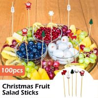 100pcs Christmas Toothpicks Food Picks Dessert Buffet Fruit Salad Fork Cake Muffin Party Vegetable Sticks Cocktail