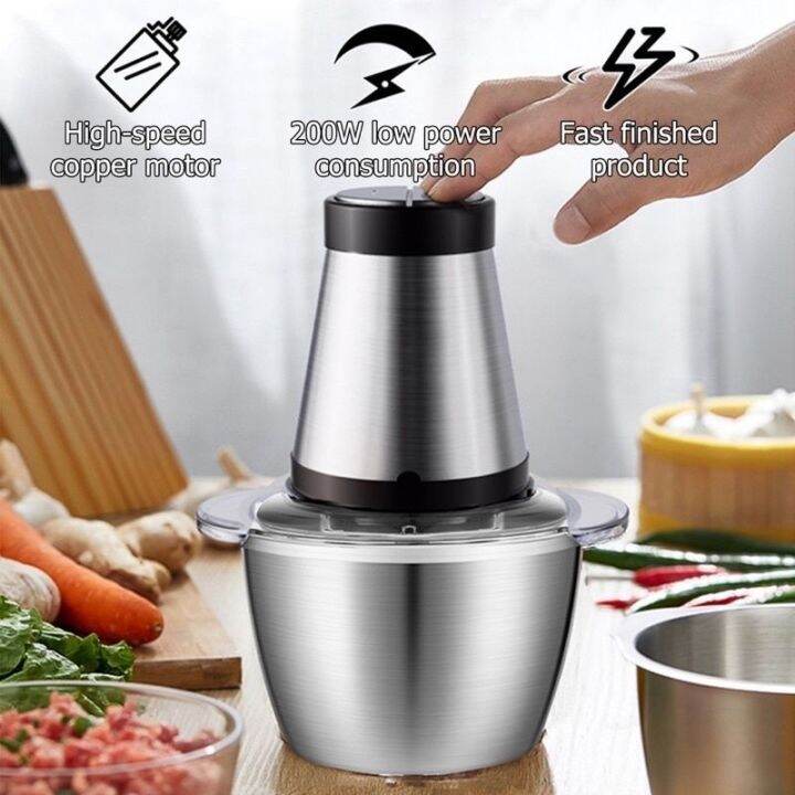 2L Stainless Steel Electric Chopper Meat Grinder Mincer Food Processor  Slicer Vegetable Food Chopper Meat Slicer Machine