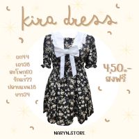 Kira Dress เดรสสั้นเกาหลีดำลายดอกสาวอวบ