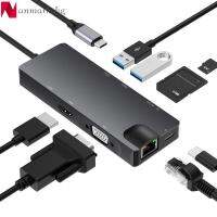 ANMARKOHG VGA ตัวอ่าน SD USB 3.0 USB ชนิด-C ฮับกิกะบิตอีเธอร์เน็ต4K แท่นวางมือถือ HDMI