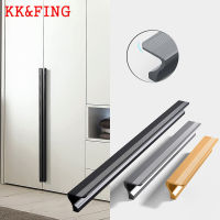 KK &amp; FING สร้างสรรค์7คำที่เรียบง่ายสีดำอลูมิเนียมเฟอร์นิเจอร์ตู้เสื้อผ้ามือจับประตูตู้ลิ้นชักลูกบิดฮาร์ดแวร์ด้ามยาว