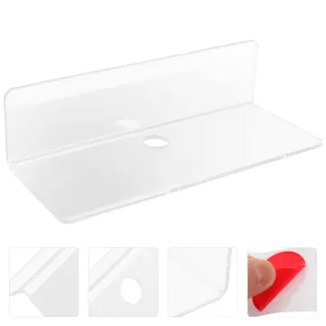 2pcs 4 in Small Acrylic Shelf Clear Floating Shelves Small Adhesive Shelf Transparent Stick on Wall Display Shelves for Kitchen Room Bedroom Bathroom