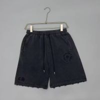 Chrome Heart High Quality 2023 heavy craft washed mens and womens shorts with old embroidery patch and leather frame