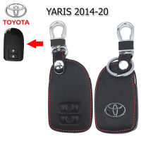 ปลอกกุญแจรีโมทรถยนต์ TOYOTA YARIS ปี 2014-2020 ซองหนังแท้หุ้มกุญแจรถยนต์ เคสหนังใส่กุญแจรีโมทกันรอย กันกระแทก   สีดำ