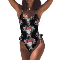 Cow Swimsuit Frills Simple Sport Swimwear Big Chest Bulk Onepiece Bathing Suit