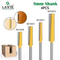 LAVIE 4pcs 8mm Shank Extension มีดตัดแต่งแบบตรงยาว CNC Router Bit set Milling Cutters สําหรับการตัดขอบไม้