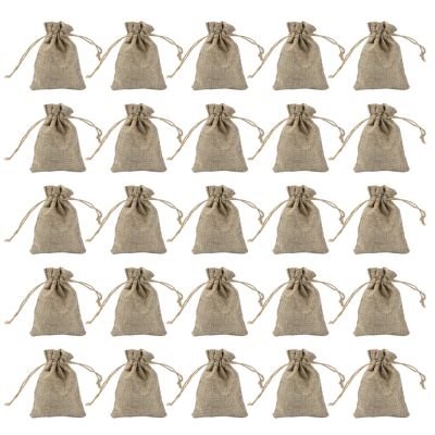 25pcs Packaging With Drawstring Storage Wedding Portable For Candy Small Natural Burlap Birthday Jewelry Pouch Linen Gift Bag