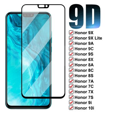 【NEW Popular】9D แก้วป้องกันสำหรับ Huawei Honor 9X Lite 9A 9C 9S 8X 8A 8C 8S 7A 7C 7X 7S 8 9i 10i 20i กระจกกันรอยป้องกันฟิล์ม