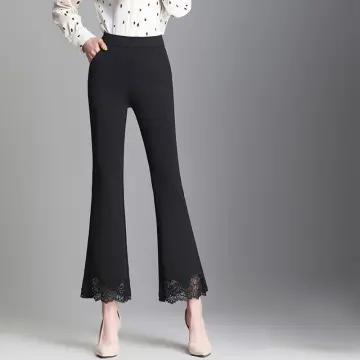 READY STOCK Women Flared Long Pants Stretch Bell Bottom Large