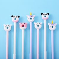 4pcs Cute Donuts Pens Set 0.5mm Ballpoint Black Color Gel Ink for Writing Bear Panda Unicorn Kitties Office School A6122 Pens