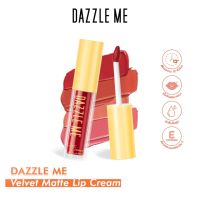 แดซเซิล มี เวลเวท แมท ลิป ครีม DAZZLE ME Velvet Matte Lip Cream ลิปครีมเนื้อแมทดุจกำมะหยี่ มอบสีคมชัดติดทนนานตลอดวัน พร้อมด้วยส่วนผสมพิเศษที่ให้การบำรุงและมอบความชุ่มชื้นกับริมฝีปาก ทำให้ริมฝีปากแลดูสวยเป็นธรรมชาติ