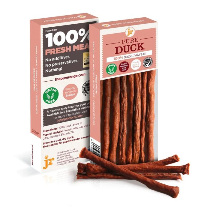 ขนมสุนัข-jr-pet-products-pure-meat-sticks-ทำจากเนื้อสัตว์แท้-100-มี-4-สูตร-ขนาด-50-กรัม-นำเข้าจากอังกฤษ