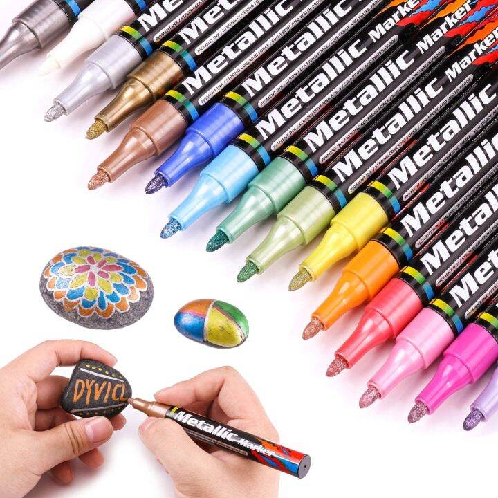 GuangNa 8/12/24 Colors Marker Pens set Metallic Color Markers for ...