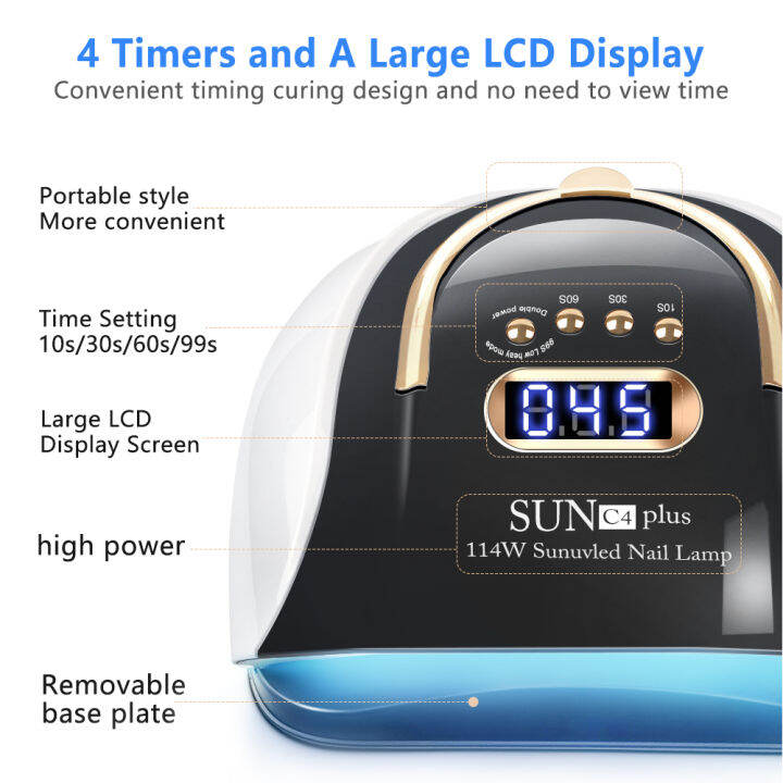 newest-nail-lamp-114w-uv-led-lamp-with-4-timer-settings-and-handle-professional-fast-curing-nail-dryer-and-manicure-equipment