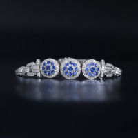 Sapphire Diamond Bracelet สร้อยข้อมือแซฟไฟร์ ไพลินแท้สีน้ำเงินสด เนื้อสะอาดมาก ประดับเพชรแท้น้ำ96-97 ตัวเรือนเป็นทองขาว18k