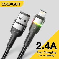 Essager สายสำหรับ iPhone USB สายชาร์จเร็ว,14 13 12 11 Pro Xs Max Xr LED สายเคเบิลข้อมูลโทรศัพท์ชาร์จสายข้อมูล iPad