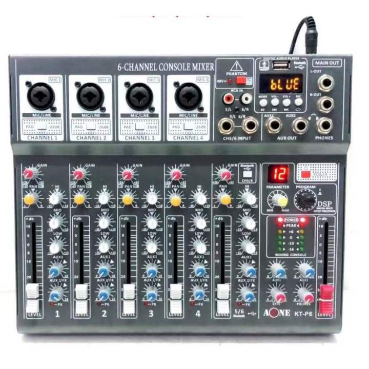 มิกเซอร์-6ช่อง-เครื่องผสมสัญญาณเสียง-มิกเซอร์-ktp6-a-one-mixer-6ch-usb-ฺbluetooth