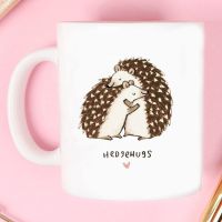 Hedgehog hugging mug wedding anniversary Valentines day gift 350ml ceramic coffee mugs