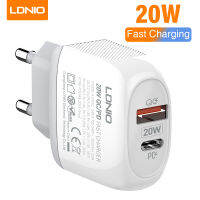 Ldnio PD 20W เครื่องชาร์จ QC3.0 Type-C เครื่องชาร์จอย่างรวดเร็วสำหรับ iPhone Samsung Wall Charger Traval Charger A2316C