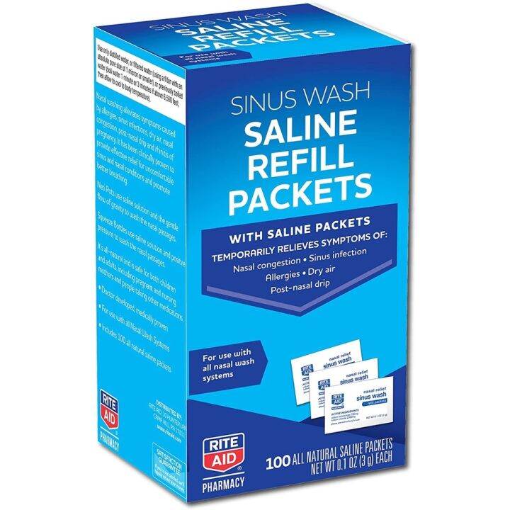 GESUND Rite Aid Sinus Wash Saline Refill Packets Nasal Allergy Relief