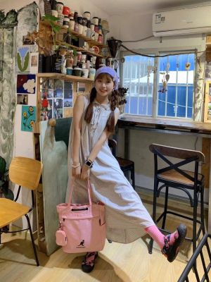 ☄☒▽ [Domestic spot] Korean authentic KANGOL kangaroo rhombic tote bag one shoulder large capacity student commuter bag