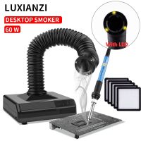 LUXIANZI Fume Extractor Smoking Instrument With LED Light Activated Carbon Filter Sponge Solder Iron Smoke Absorber