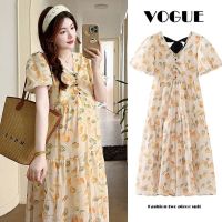 Maternity hubble-bubble sleeve are outside the new 2023 han edition tide mom summer wear floral v-neck long in pregnant women dress