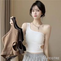 【CW】❣♟  Rib Knit Womens Dew Waist Top Cut Out Sleeveless Woman Crop Fixed Breast