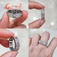 925 silver solid rings Classic Love Three Rows Of Luxury Eternity Ring D VVS Moissanite Wedding Engagement Ring Ladies men