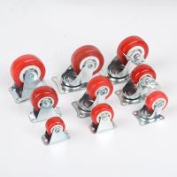 ☢▪♧ 2pcs/lot Red Plastic Rail Fixed Casters No noise Universal Wheel With Brake Small Cart Furniture Replacement Caster