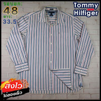 Tommy Hilfiger®แท้ อก 48 เสื้อเชิ้ตผู้ชาย ทอมมี่ ฮิลฟิกเกอร์ สีชมพู เสื้อแขนยาว เนื้อผ้าดี ใส่เที่ยวใส่ทำงาน