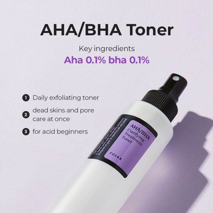 COSRX AHA/BHA Clarifying Treatment Toner , AHA, BHA 0.1%, Hydrating ...