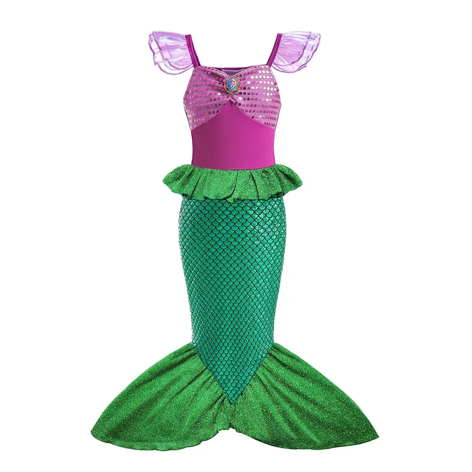 Little Mermaid Costume Girls Princess Party Dress Toddler Pageant Cosplay  Children Dress Vestidos 