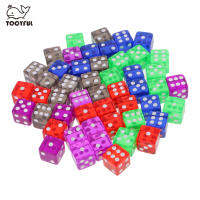 TOOYFUL 50ชิ้น5สี16มม. ลูกเต๋าโปร่งแสงพร้อมกระเป๋าสำหรับเกมของเล่น D &amp; D MTG