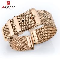 ☇﹉∈ Universal Milanese Loop Band Stainless Steel Strap 18mm 20mm 22mm 24mm Men Women Rose Gold Metal Replacement Watchband Bracelet