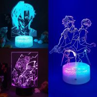 Anime Attack On Titan 3D Led Night Light For Kid Mikasa Ackerman Bedroom Sunset Manga Figure Lamp Illusion Decor Children Gift