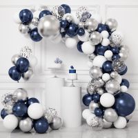 【LZ】✜❄  Azul Marinho e Prata Balão Garland Arch Kit Confetti Ballons Decoração de Festa de Aniversário Crianças Baby Shower Decoração de Graduação