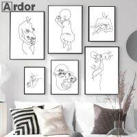 ✼⊙☑ บทคัดย่อแม่และเด็ก Wall Art ภาพวาด Baby Body Line Drawing Art พิมพ์หญิงตั้งครรภ์โปสเตอร์ Minimalist Picture Home Decor