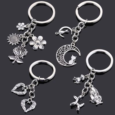 Love Heart Keychains For Woman Man Dog Cat Car Key Chain Wing Evil Eye Gun Fashion Jewelry Pendant Friend Original Wedding Gifts Key Chains