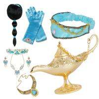 Girls Jasmine Dress Up 3 Pcs Set Kids Girls Jasmine Jewelre Aladdin 39;s Lamp Wig Princess Accesories Sets for Kids Party