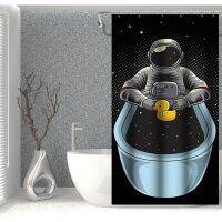 Sdotpmt Spaceman Shower Curtain Astronaut Nebula Universal Galaxy Planet Bath Curtain Purple Milky Way Outer Space Curtain for Kids Bathroom Waterproof with Hooks