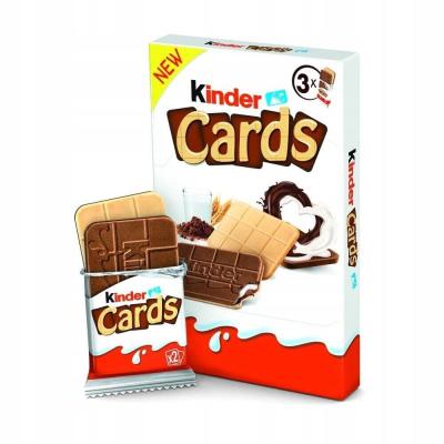 สินค้านำเข้า kinder Cards Chocolate Wafers 1 กล่อง มี 3 แพ็คละ 2 ชิ้น