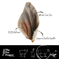 หูวัวอบเเห้ง Dehydrated Whole Cow Ear ขนมเคี้ยวเล่นสำหรับสุนัข S/M/L/XL