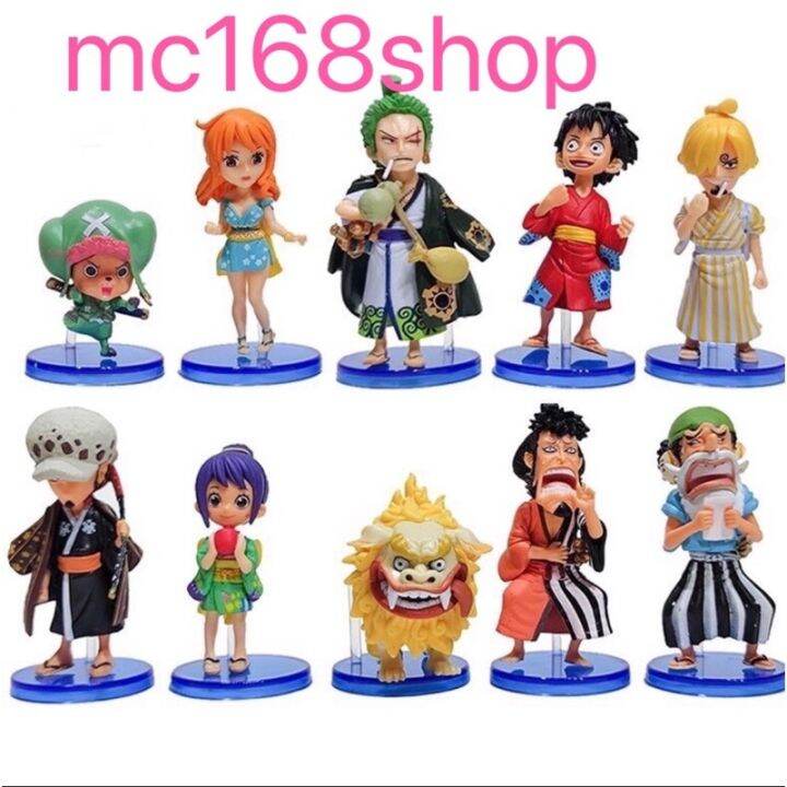 One Piece Wano Luffy Zoro Sanji Franky Nami Robin Chopper chibi Set of