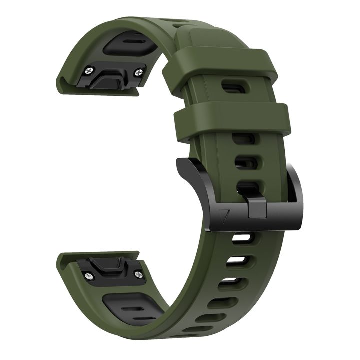 สำหรับ-garmin-fenix-6x-26มม-สายนาฬิกาข้อมือซิลิโคนกีฬาสองสี-สีเขียวทหาร-ดำ-ขายเอง