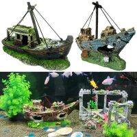 【CC】✉✇  Aquarium Resin Ornament Pirate Ship Wreck Boat Decorations Accessories