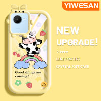 YIWESAN เคสสำหรับ Realme C30 C30s Narzo 50i โคนมการ์ตูนน่ารักลวดลายน่ารักมอนสเตอร์ตัวน้อยเลนส์กล้องถ่ายรูปเคสโทรศัพท์โปร่งใสซิลิโคนนิ่มเคสห่อหุ้มกันกระแทก