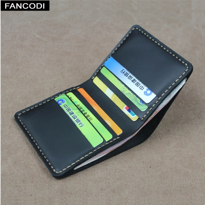 Leather Wallet For Men Male Handmade Short Small Men's Purse Card Holder  With