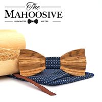 Mahoosive Personality Wooden Bow Ties For Men Wedding Neckwear Accessories Novelty Handmade Solid Zebra Wood Bowtie Cravat